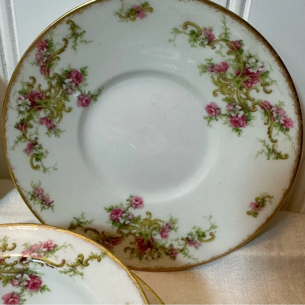 Antique Limoges Custard Cups (4) with Underplates (7)